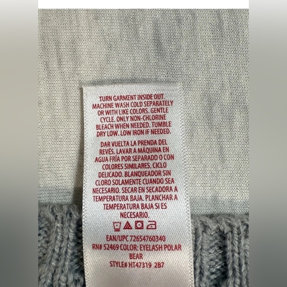 Fuzzy Polar Bear Ugly Christmas Holiday Women's Sweater L (12-14) Gray Chunky - Picture 5 of 9